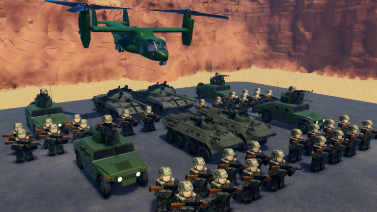 Official Military Army Tycoon formation artwork from Roblox
